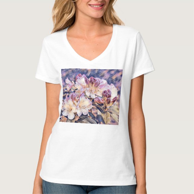 Aquarellmalerei einer lila Azeenblüte T-Shirt (Vorderseite)