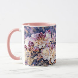 Aquarellmalerei einer lila Azeenblüte Tasse