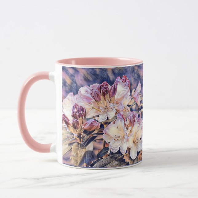 Aquarellmalerei einer lila Azeenblüte Tasse (Links)