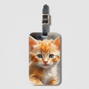 Aquarellmalerei einer niedlichen Orangenkatze Gepäckanhänger