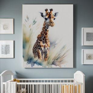 Aquarellmalerei eines Baby Giraffe 5:4 Poster