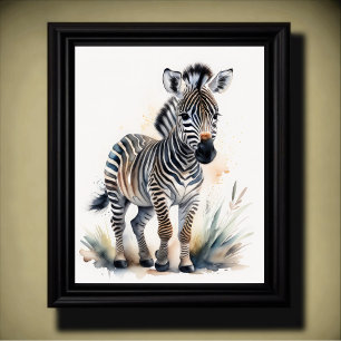 Aquarellmalerei eines Baby Zebra 5:4 Poster