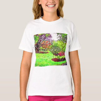 Aquarellmalerei eines üppigen Frühlingsgartens T-Shirt