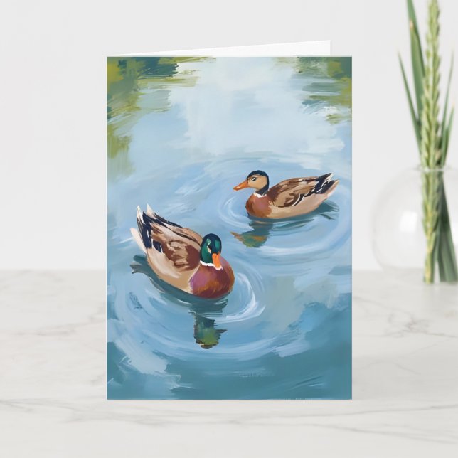 Aquarellmalerei Ententeich Karte (Vorderseite)