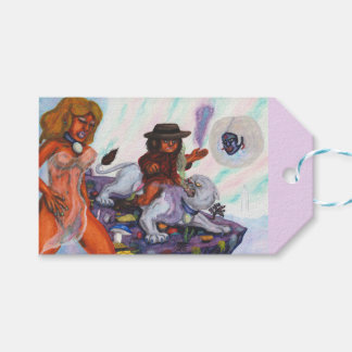 Aquarellmalerei Eros reitet auf der Löwin Aurora L Geschenkanhänger
