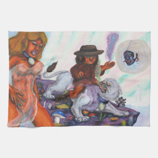 Aquarellmalerei Eros reitet auf der Löwin Aurora L Geschirrtuch