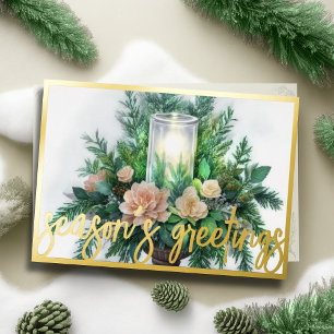 Aquarellmalerei Evergreen Kerzenschein Weihnachten