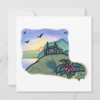 Aquarellmalerei Fantasy Burgen von Castelgrande Einladung