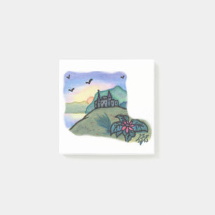 Aquarellmalerei Fantasy Burgen von Castelgrande Post-it Klebezettel