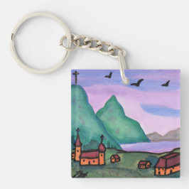 Aquarellmalerei Fantasy Burgen von Castelgrande Schlüsselanhänger