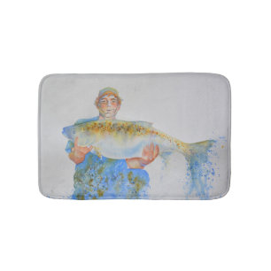 Aquarellmalerei für Fischer Badematte