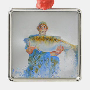 Aquarellmalerei für Fischer Silbernes Ornament