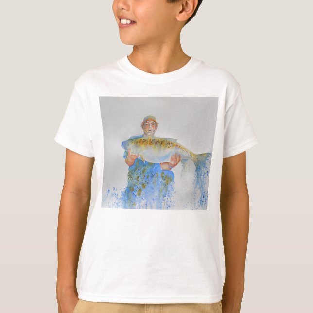 Aquarellmalerei für Fischer T-Shirt (Vorderseite)