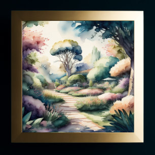 Aquarellmalerei Gartenlandschaft Poster