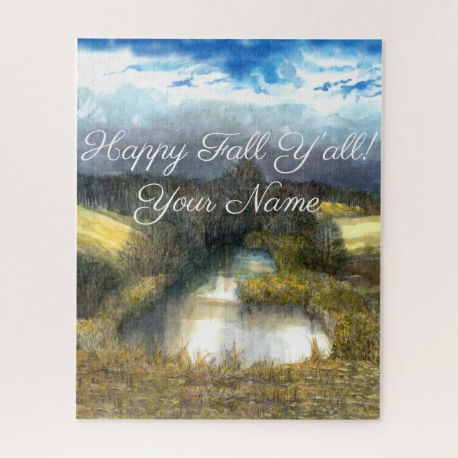 Aquarellmalerei im Herbstteich Puzzle (Vertikal)