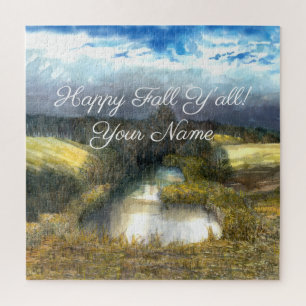 Aquarellmalerei im Herbstteich Puzzle