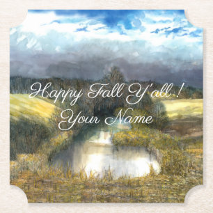 Aquarellmalerei im Herbstteich Untersetzer