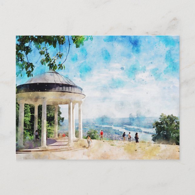 Aquarellmalerei im Niederwalddenkmal Postkarte (Vorderseite)