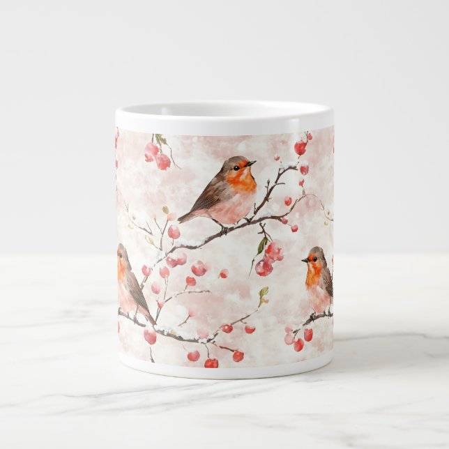 Aquarellmalerei im Schneewald & Berries Jumbo-Tasse (Vorderseite)