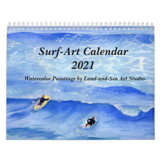 Aquarellmalerei im Surf-Art-Kalender 2021 Kalender