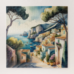 Aquarellmalerei in der Stadt Europa-Mittelmeer Puzzle