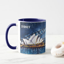 Aquarellmalerei in Sydney bei nächtlichen Aussicht
