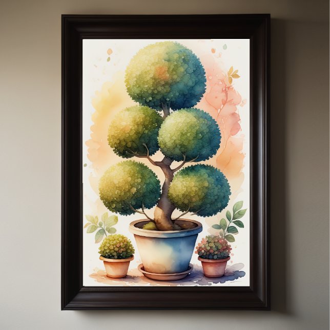 Aquarellmalerei in Topiary Tree in Pot II Poster (Von Creator hochgeladen)
