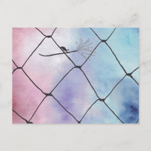 Aquarellmalerei Käfer auf dem Zaun Postkarte