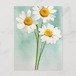 Aquarellmalerei Kamille Blume Weiße Blüte Postkarte