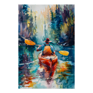 Aquarellmalerei Kayak Poster