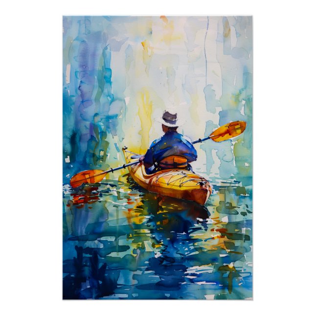 Aquarellmalerei Kayak Poster (Vorderseite)