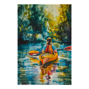 Aquarellmalerei Kayak Poster