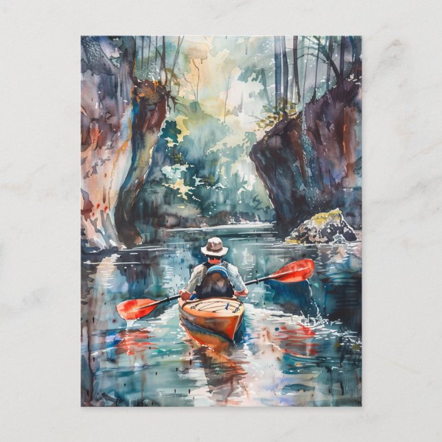 Aquarellmalerei Kayak Postkarte (Vorderseite)