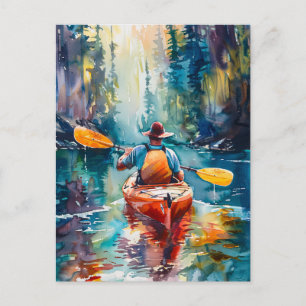 Aquarellmalerei Kayak Postkarte