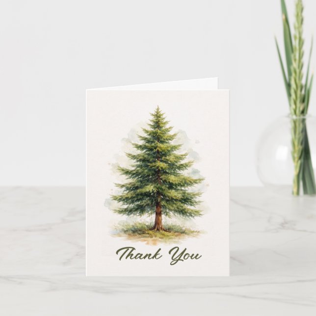 Aquarellmalerei Kiefernbaum Dankeskarte (Vorderseite)