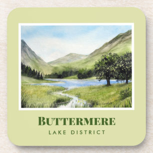 Aquarellmalerei Landschaftsbild Buttermere Getränkeuntersetzer
