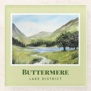 Aquarellmalerei Landschaftsbild Buttermere Glasuntersetzer