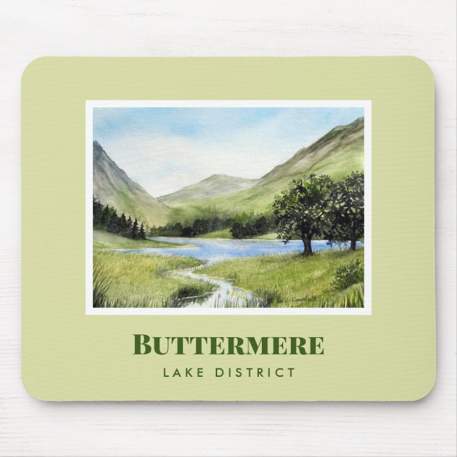 Aquarellmalerei Landschaftsbild Buttermere Mousepad (Vorne)