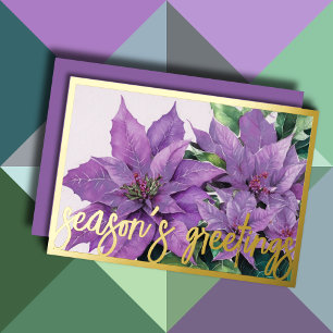 Aquarellmalerei Lavender Poinsettia Weihnachten Folien Feiertagskarte