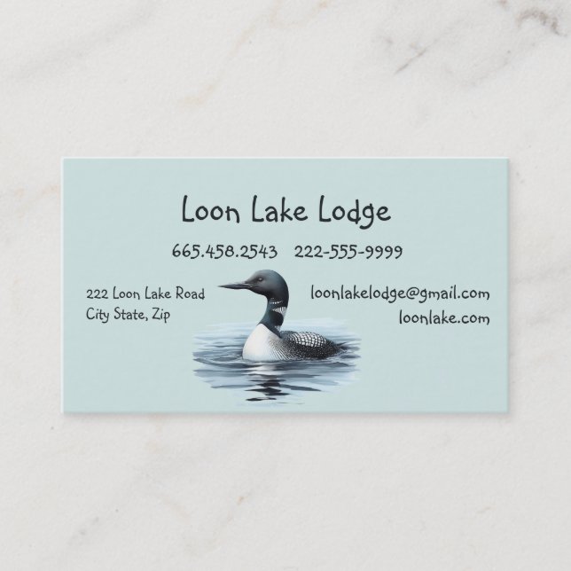 Aquarellmalerei Loon, Wilderness Bird Business Visitenkarte (Vorderseite)
