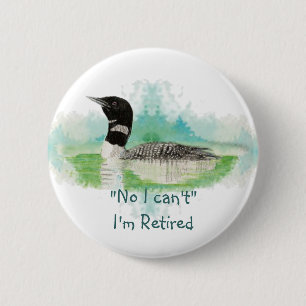 Aquarellmalerei Loon, Wilderness Bird Button