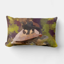 Aquarellmalerei Löwe auf Schildkröte-Muschel