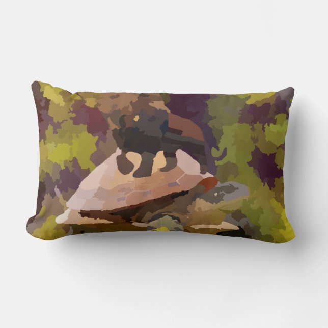 Aquarellmalerei Löwe auf Schildkröte-Muschel Lendenkissen (Vorderseite)