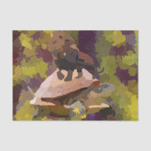 Aquarellmalerei Löwe auf Schildkröte-Muschel