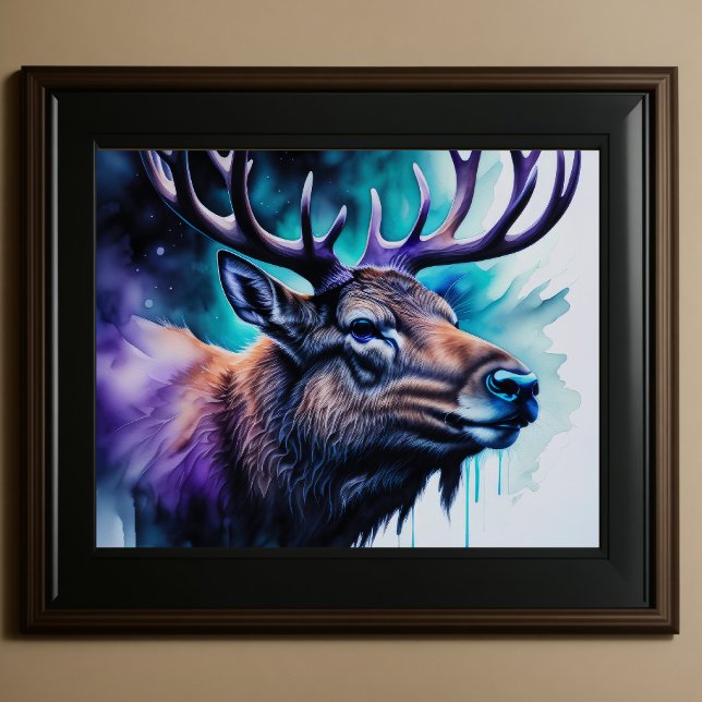 Aquarellmalerei Majestic Elk 5:4 Poster (Von Creator hochgeladen)