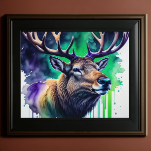 Aquarellmalerei Majestic Elk 5:4 Poster