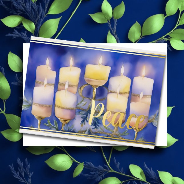 Aquarellmalerei Menorah Frieden Feiertagskarte (Von Creator hochgeladen)