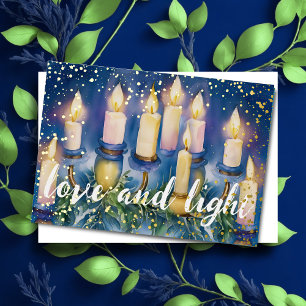 Aquarellmalerei Menorah Liebe und Licht Feiertagskarte