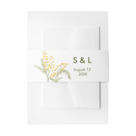 Aquarellmalerei Mimosa Blume Einladung zur Hochzei Einladungsbanderole