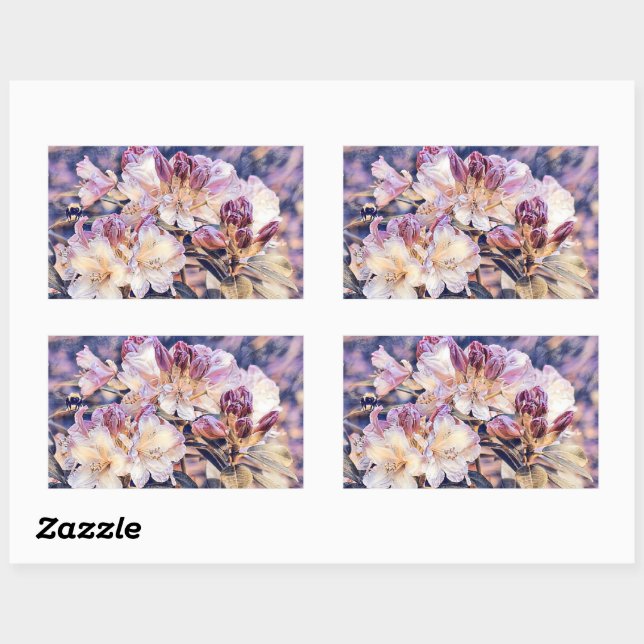 Aquarellmalerei mit einer lila Zaea Blütenpracht Rechteckiger Aufkleber (Blatt)